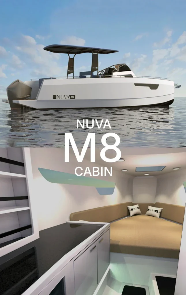 Nuva M8 cabin in het water